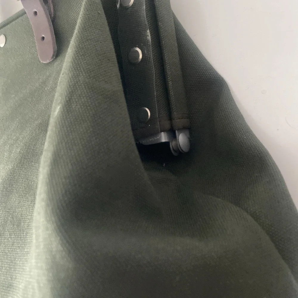 Bespoke Post Line of Trade Canvas Crossbody Duffel Weekender Olive Green Bag